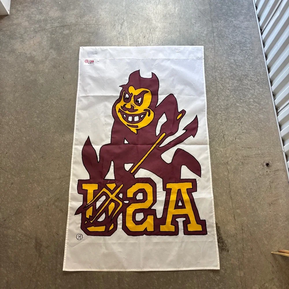 Vintage ASU Arizona State University Sparky Vertical Flag Collegiate 28.5x48